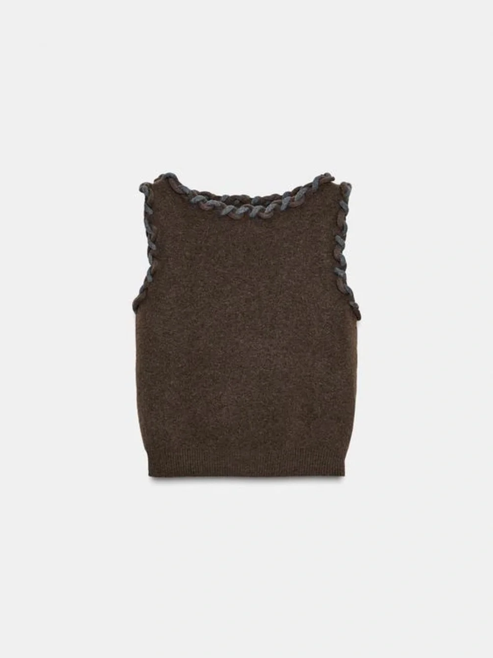 Zara Interwoven Trim Knot Tank Sz Small
